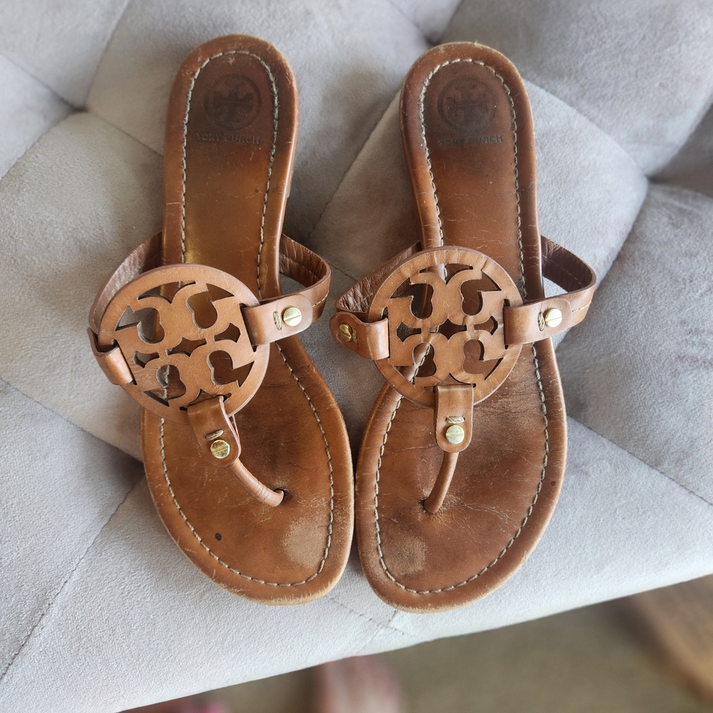 Tory Burch Tan Leather Millers *well Loved*